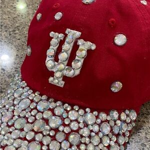 NEW Custom Red Indiana Cap with Rhinestone Embellishments